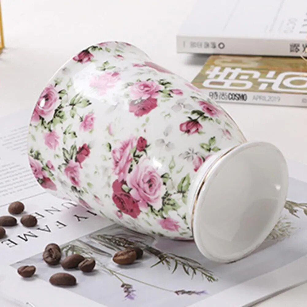 300ml Creative Flower Ceramic Mugs With Handle Floral Mugs Porcelain Bone China Tea Mug Coffee Cups Large Coffee Mugs Home Decor