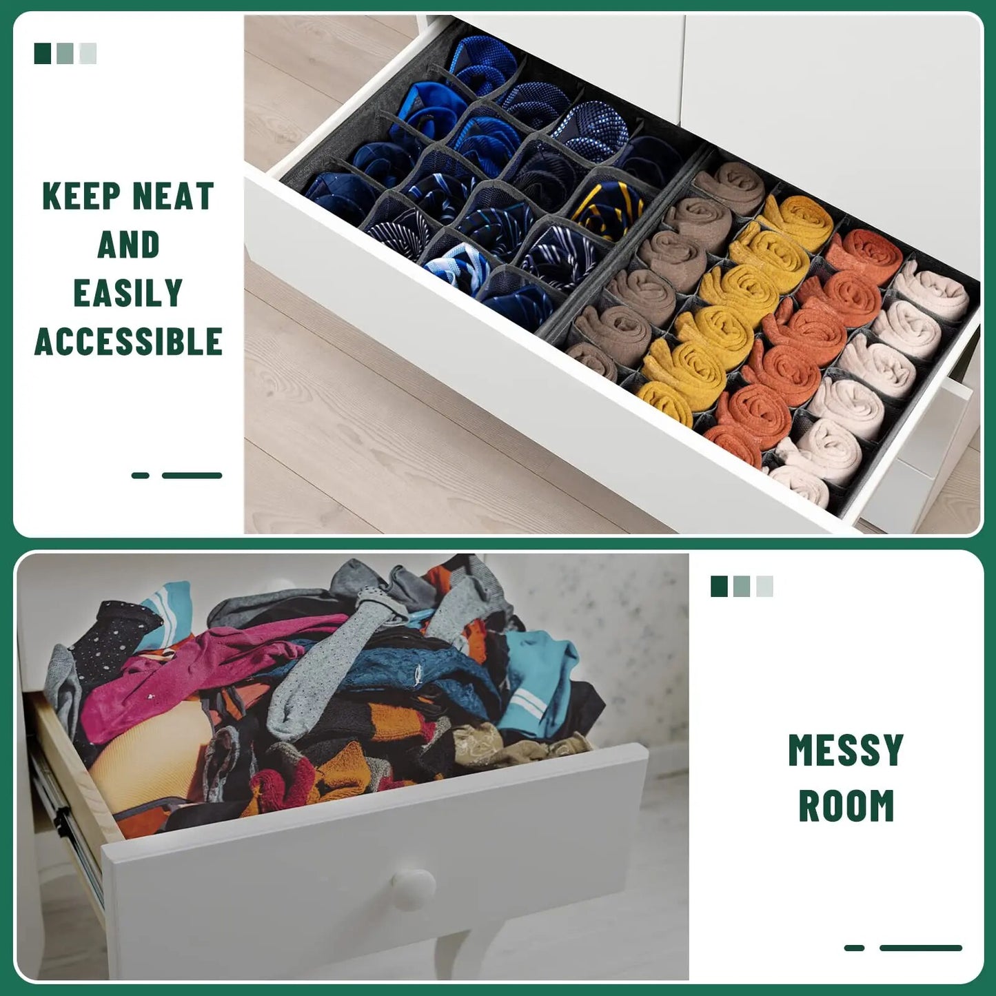 24 Lattice Non Woven Socks Briefs Underwear Storage Box Collapsible Belt Ties Organizers Box Wardrobe Cabinet Divider Boxes