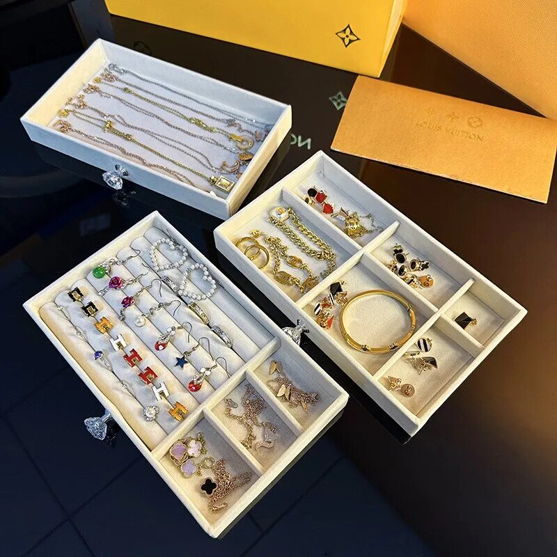 Caixa de organização de jóias de 3 gavetas