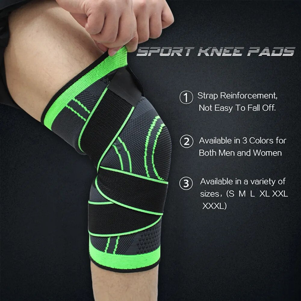 1PC Sports Fitness Knee Pads Men Pressurized Elastic Kneepad Support Bandage Fitness Gear Basketball Volleyball Brace Protector