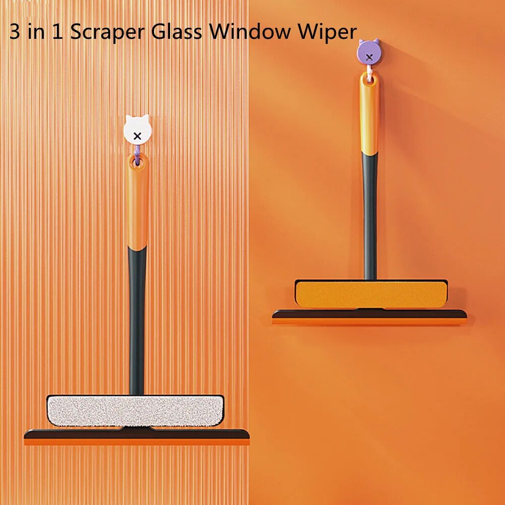 Shower Squeegee Glass Clean Scraper Washing Wiper Hanger Floor Window Cleaning Household Water Wall Hanging Mirror with Handle