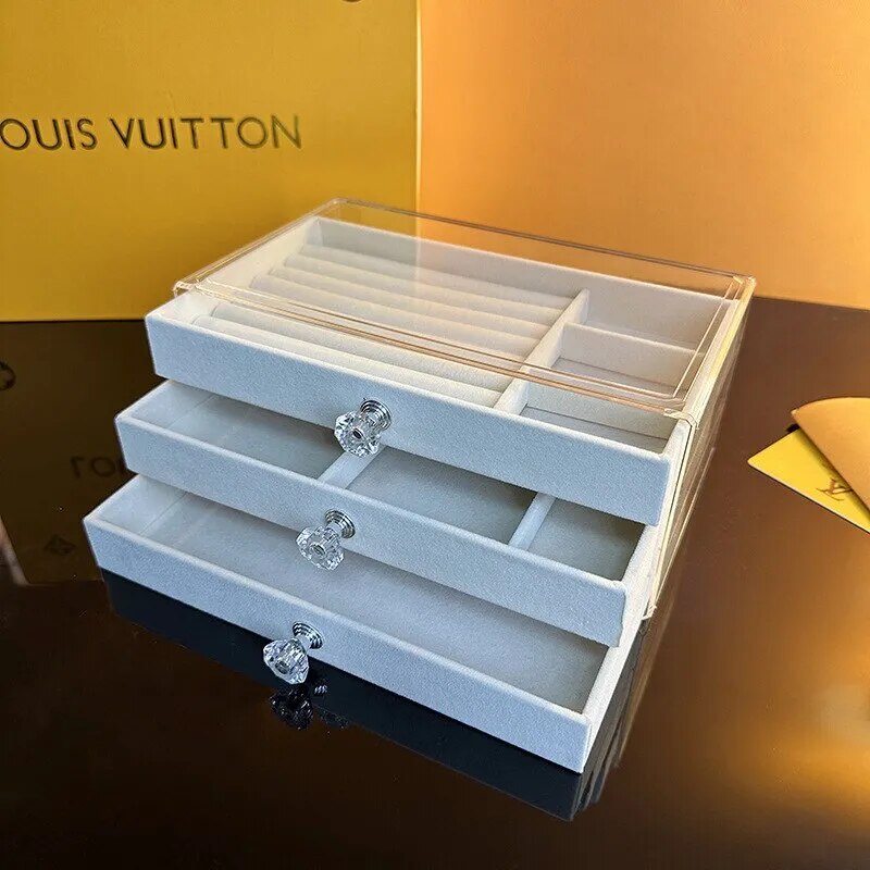 Caixa de organização de jóias de 3 gavetas