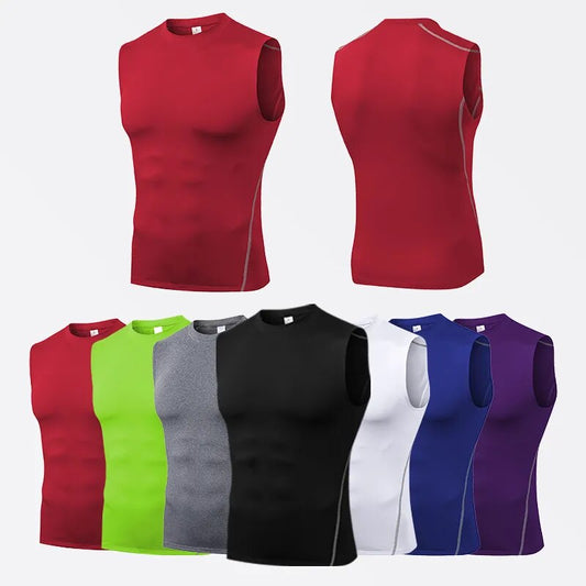 Men's Gyms Clothing Sports Fitness Tank Top Quick Dry Vest Workout Running Sportswear Tops Round Neck Sports Shirt
