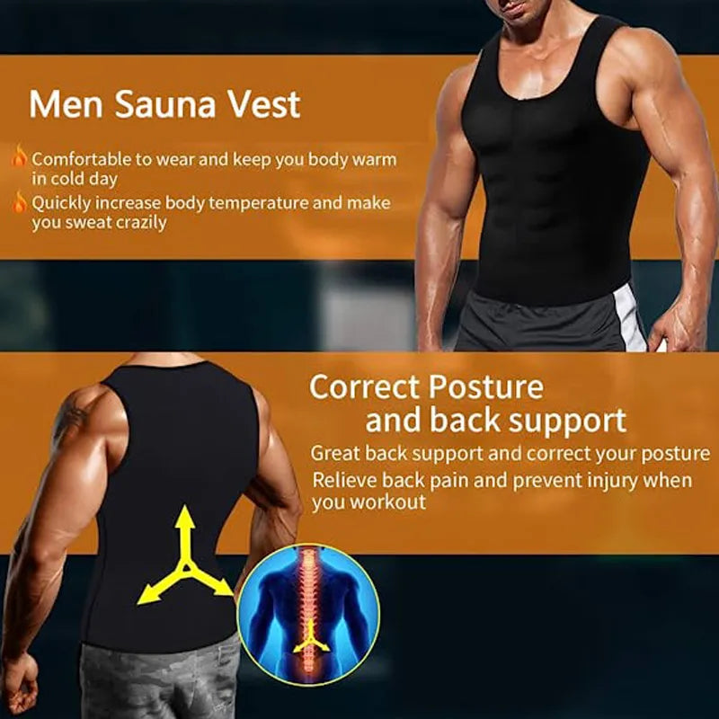 Sauna Shapers Men Workout Vest Sweat Enhancing Tank Top Premium Slimming Shapewear Waist Trainer Heat Trapping Fitting Shirt